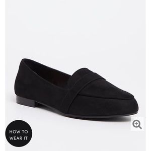 Torrid Wide Width Faux Suede Black Loafers